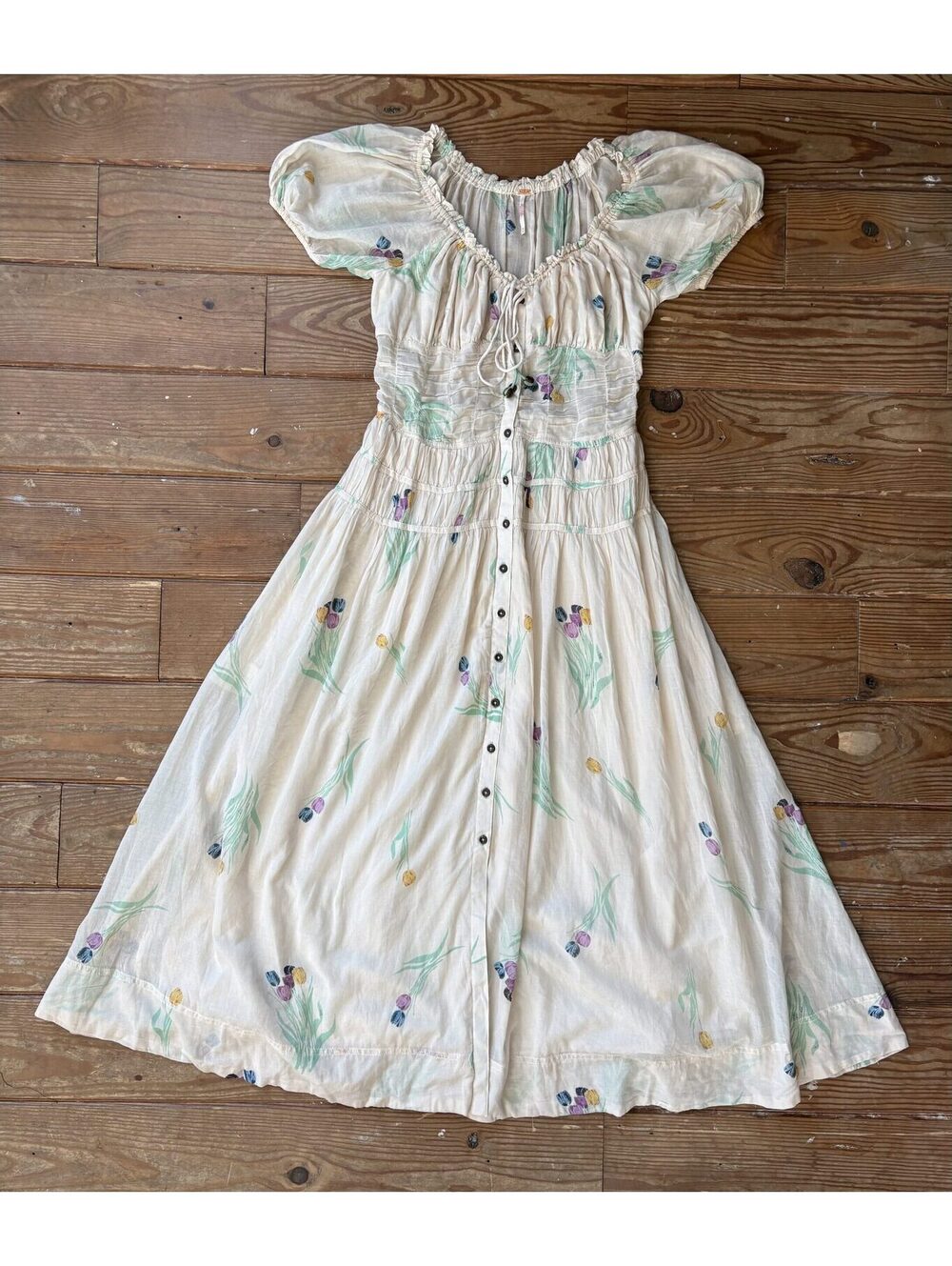 Free People Complete Me Midi Dress Tea Combo Floral Size M NWOT Flaw